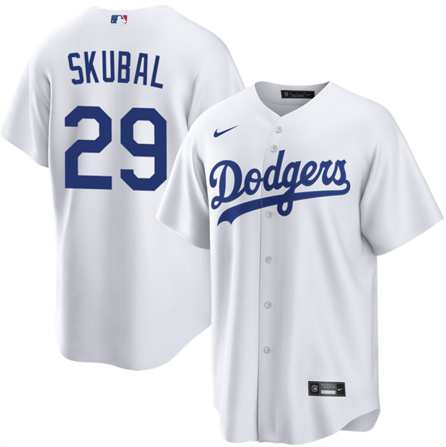 Men's White Los Angeles Dodgers #29 Tarik Skubal Cool Base Stitched Baseball Jersey
